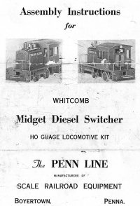 Penn Line D-1 Whitcomb Switcher Instructions